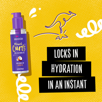 Aussie Miracle Curls Defining Oil 3.2oz (Coconut+Jojoba Oil)