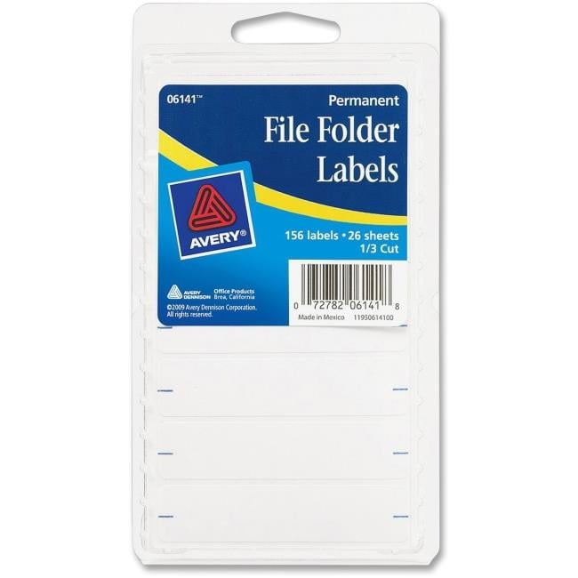 Avery File Folder Labels, 0.625" x 2.75" - White, 156 count