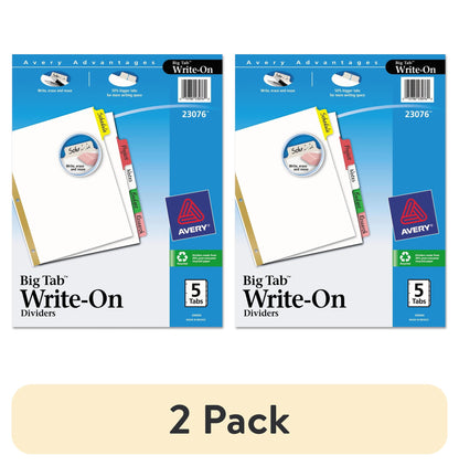 Avery Big Tab Write & Erase Plastic Dividers - Assorted, 5 count