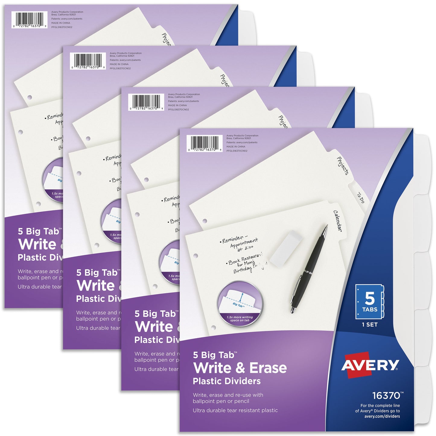 Avery Big Tab Write & Erase Plastic Dividers - Assorted, 5 count