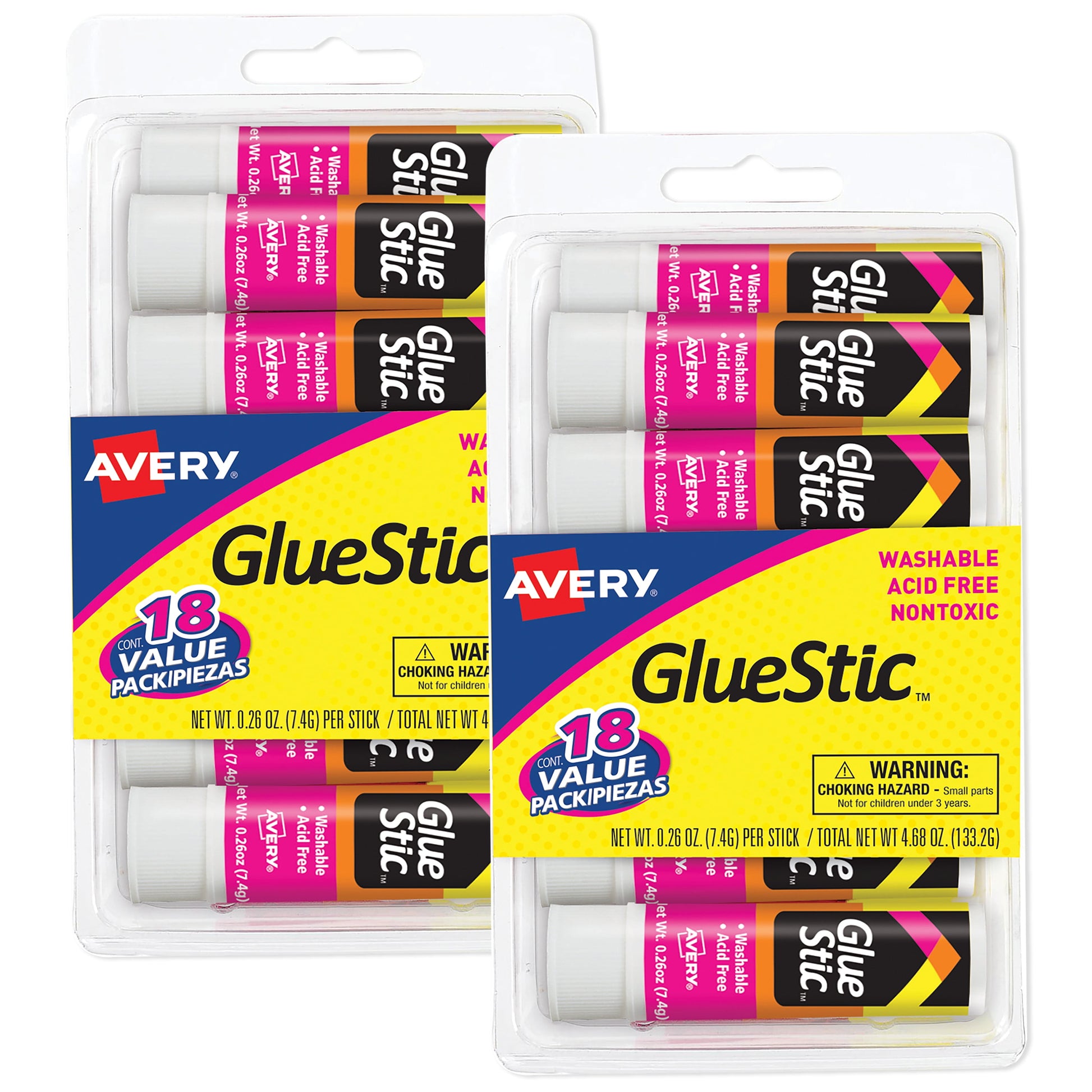 Avery Permanent Glue Stic - White, 2 count