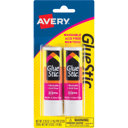 Avery Permanent Glue Stic - White, 2 count