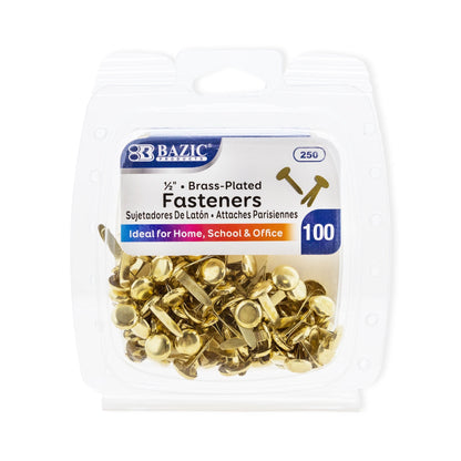 CLi Brass Plated .75" Round Head Fasteners, 100 count