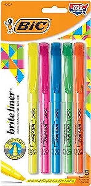 BiC Brite Liner Highlighters - Assorted Brights, 5 count