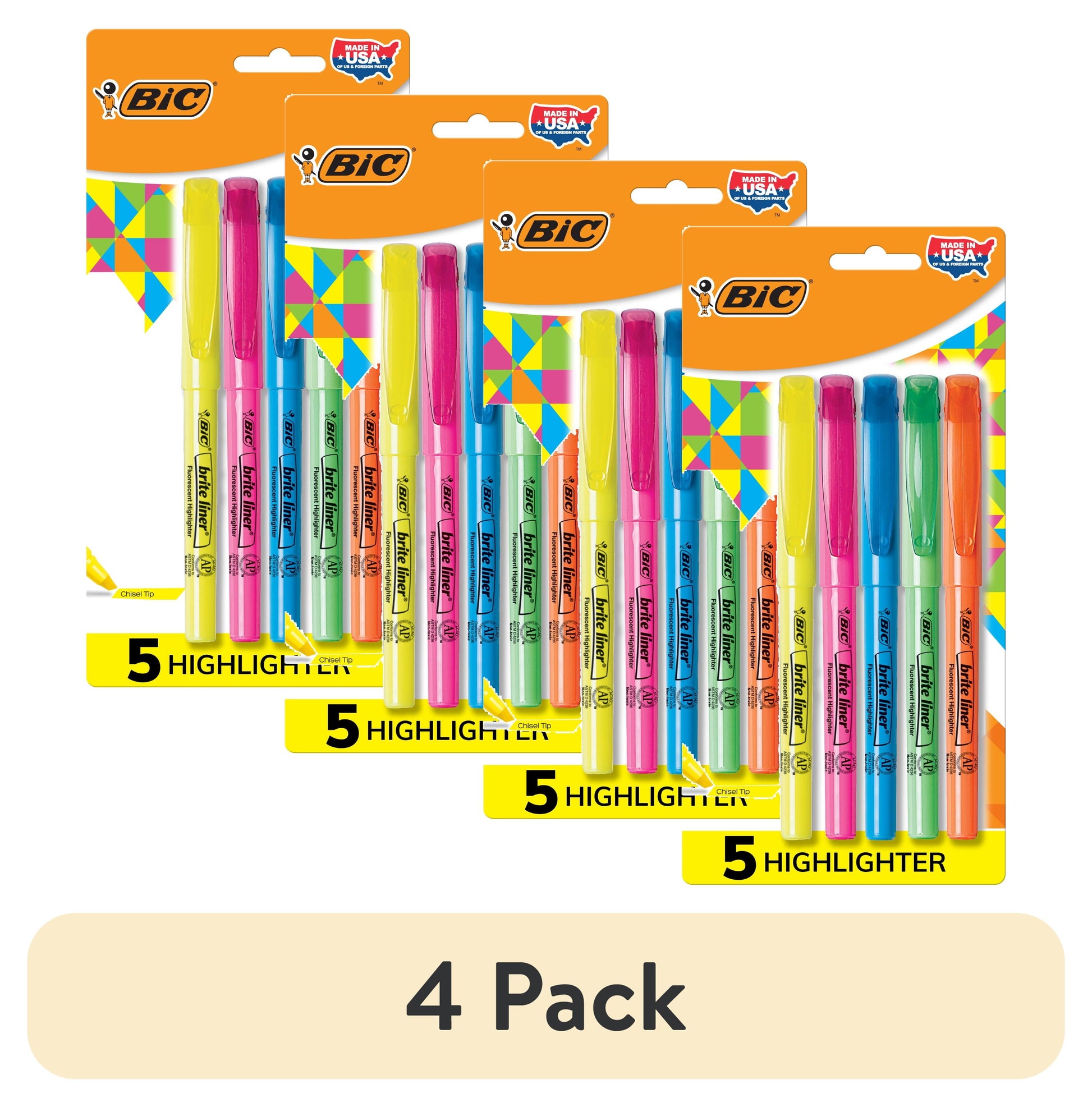 BiC Brite Liner Highlighters - Assorted Brights, 5 count