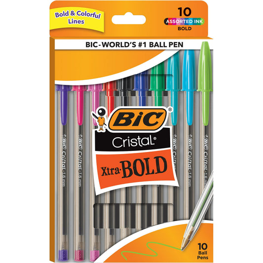 BiC Cristal Xtra Bold Ballpoint Pen - Assorted Colors, 8 count