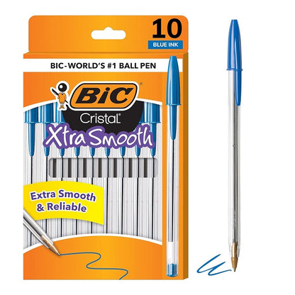 BiC Cristal Xtra Smooth Ballpoint Pen - Blue, 10 count