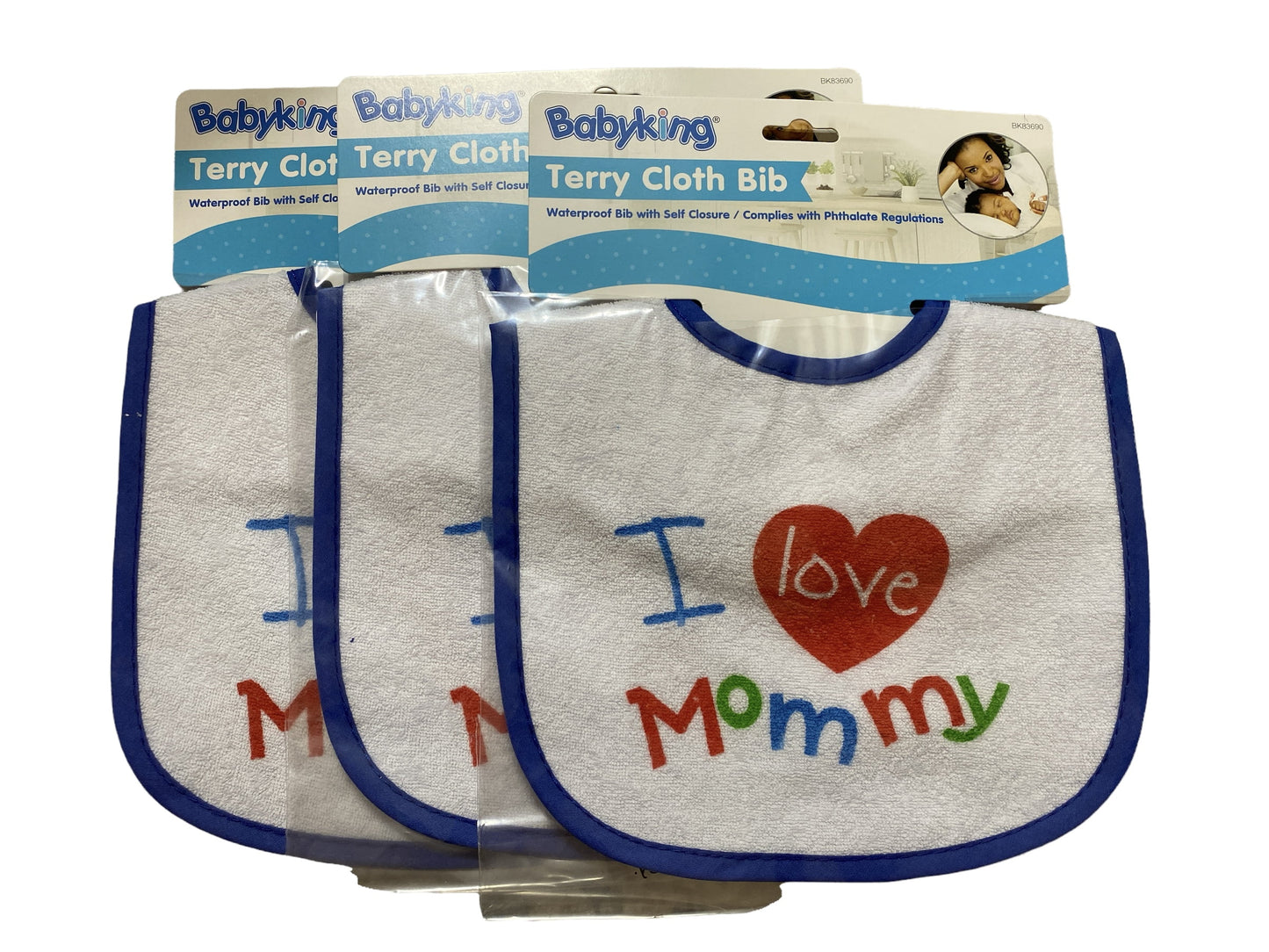 Babyking I Love Mommy Terrycloth Bib - Assorted