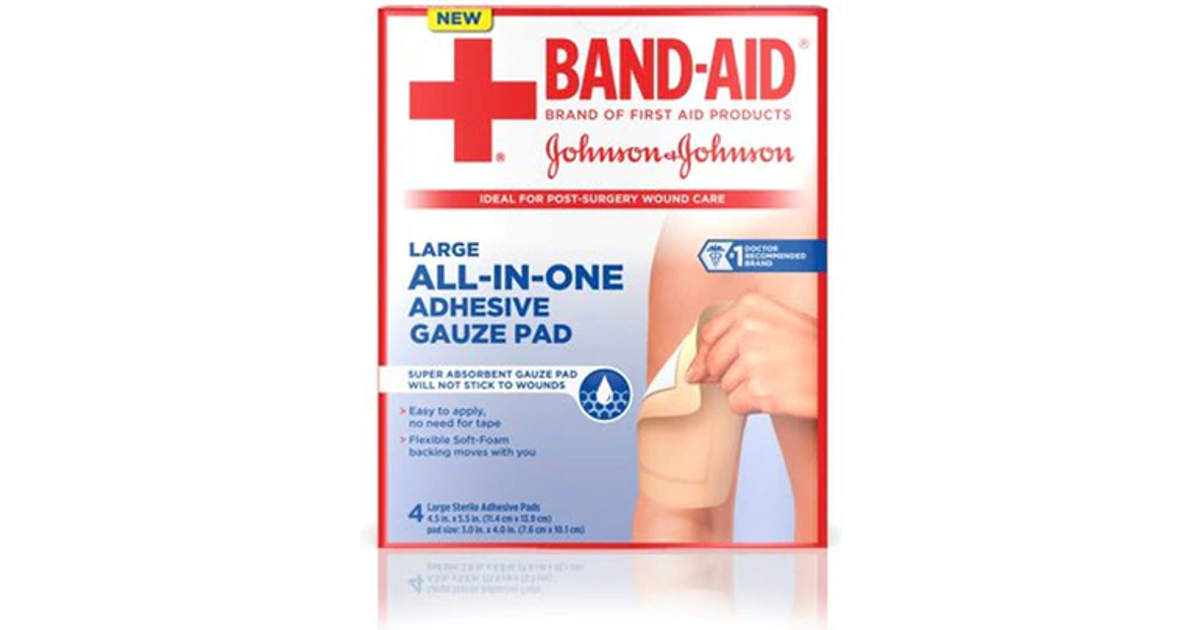 BAND-AID GAUZE PAD AP 4 ALLN1 LRG