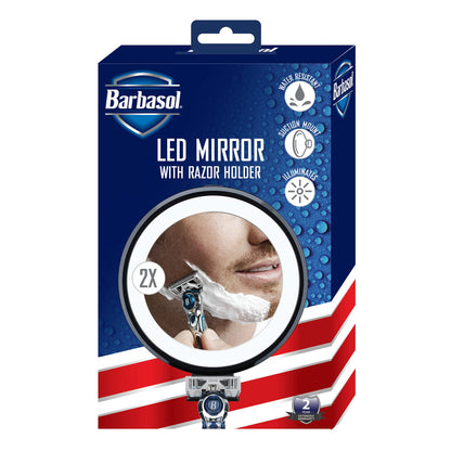 Barbasol Mirror 2X Magnifying Led With Razor Holder