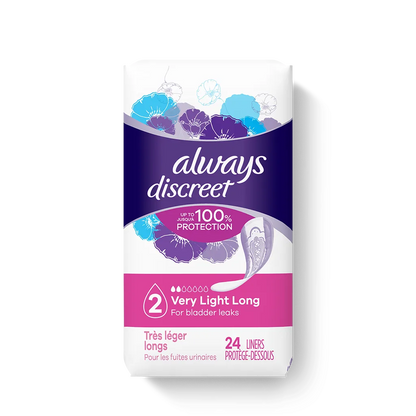 Always Discreet Liners #2 Very Light Long 44 Count
