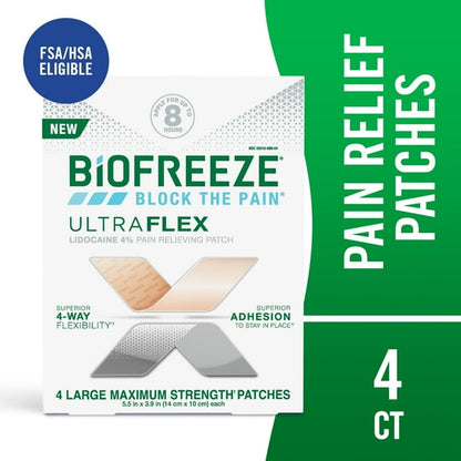 BIOFREEZE ULTRAFLEX LIDOCAINE 4% PAT 4CT