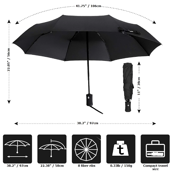 Chaby Automatic Umbrella 42 In Black