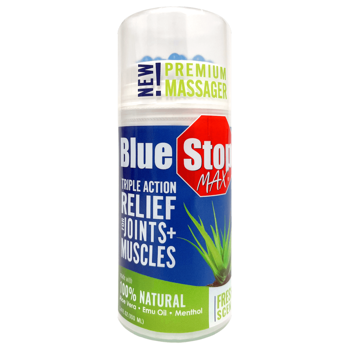 BLUE STOP MAX MESS FREE MASSG GEL 3.4OZ