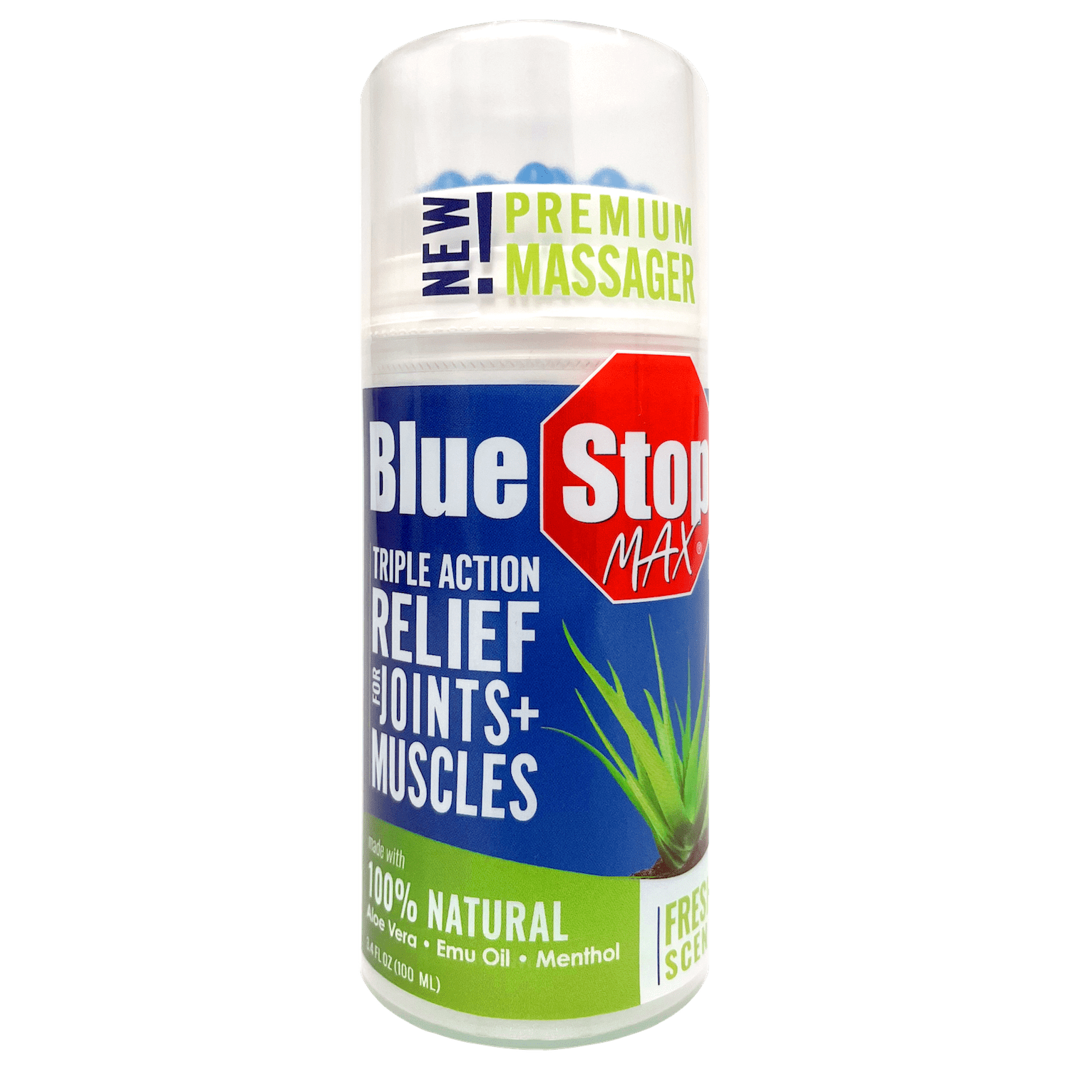BLUE STOP MAX MESS FREE MASSG GEL 3.4OZ