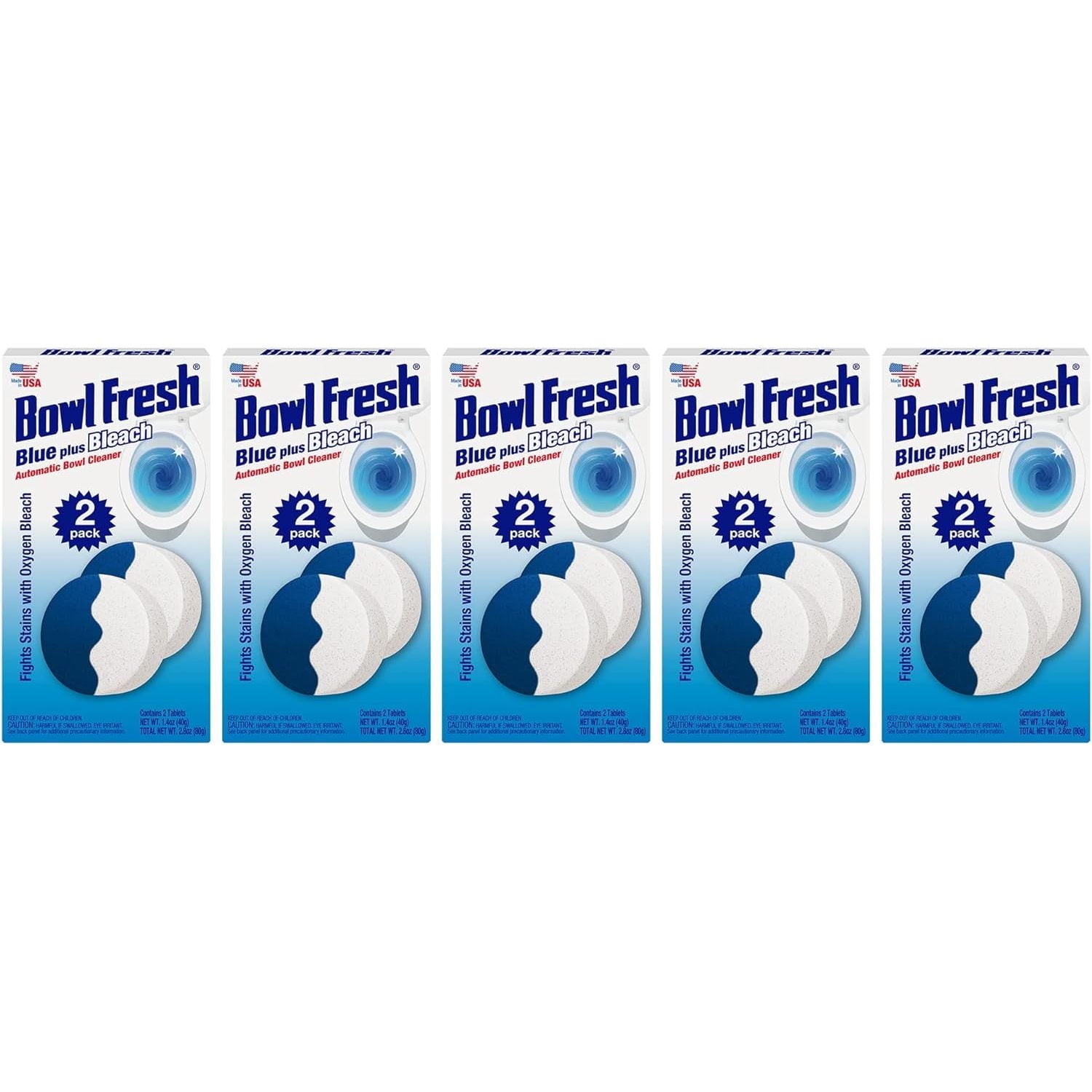 Bowl Fresh Blue plus Bleach Automatic Toilet Bowl Cleaner Tablets, 2 count