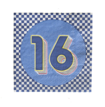 Unique Patterned Square Party Napkins - Triangle Birthday, 16 count