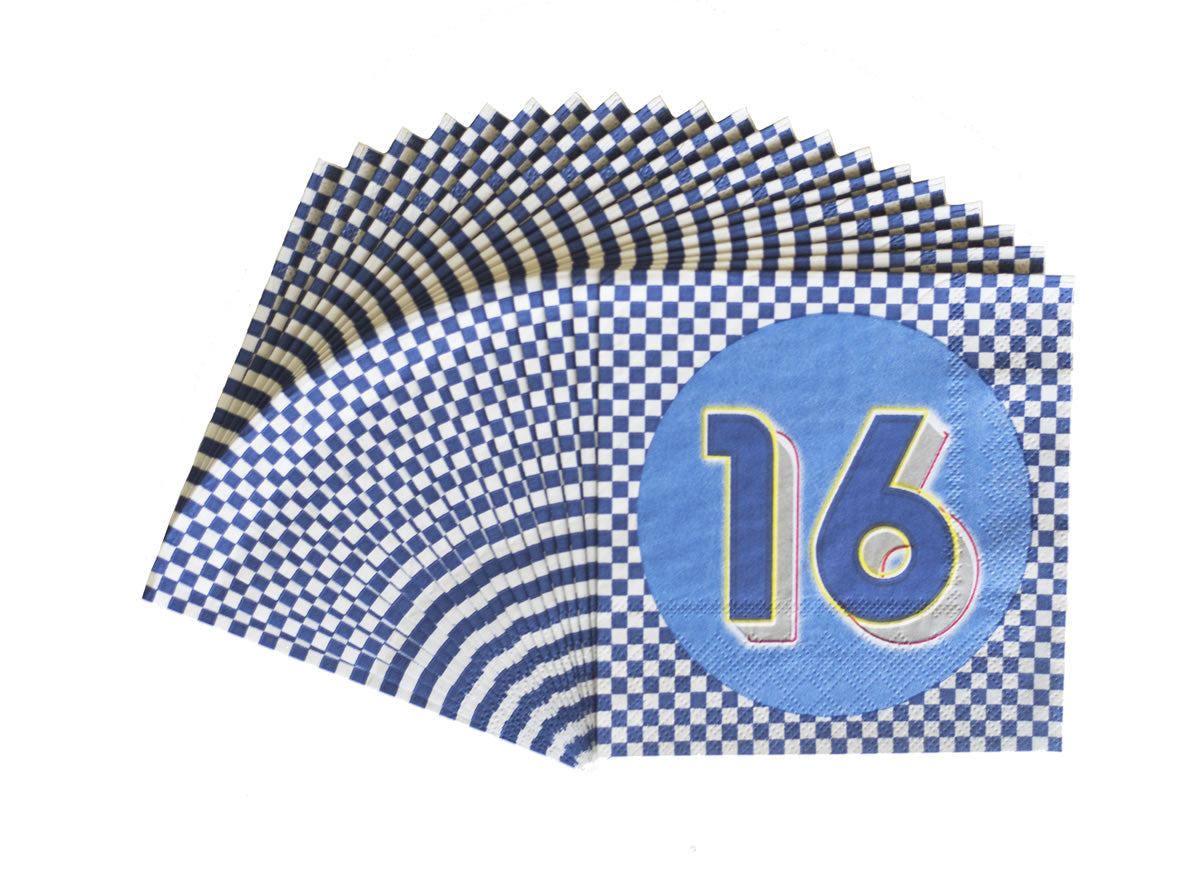 Unique Patterned Square Party Napkins - Triangle Birthday, 16 count