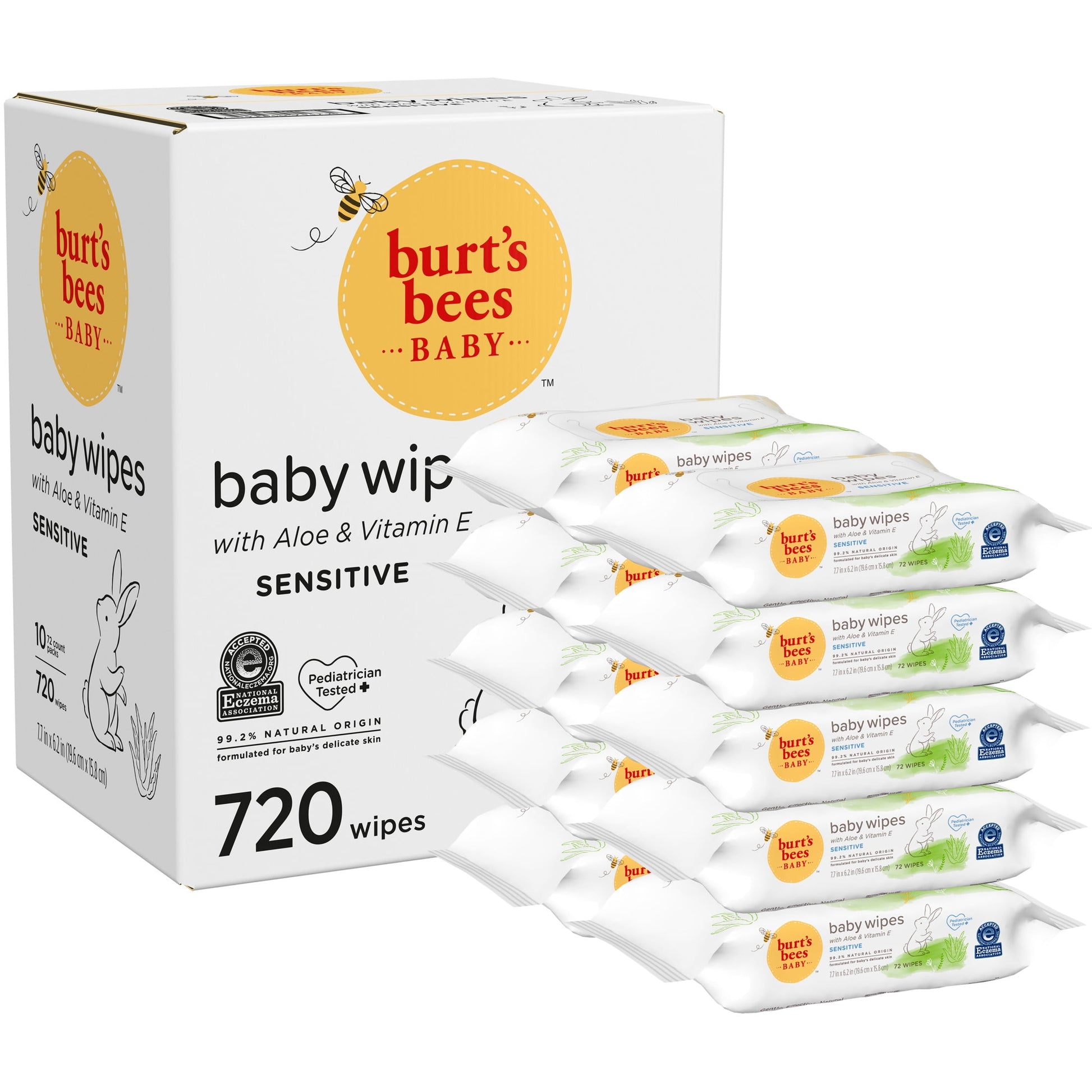 Burt's Bees Sensitive Baby Wipes, 72 count