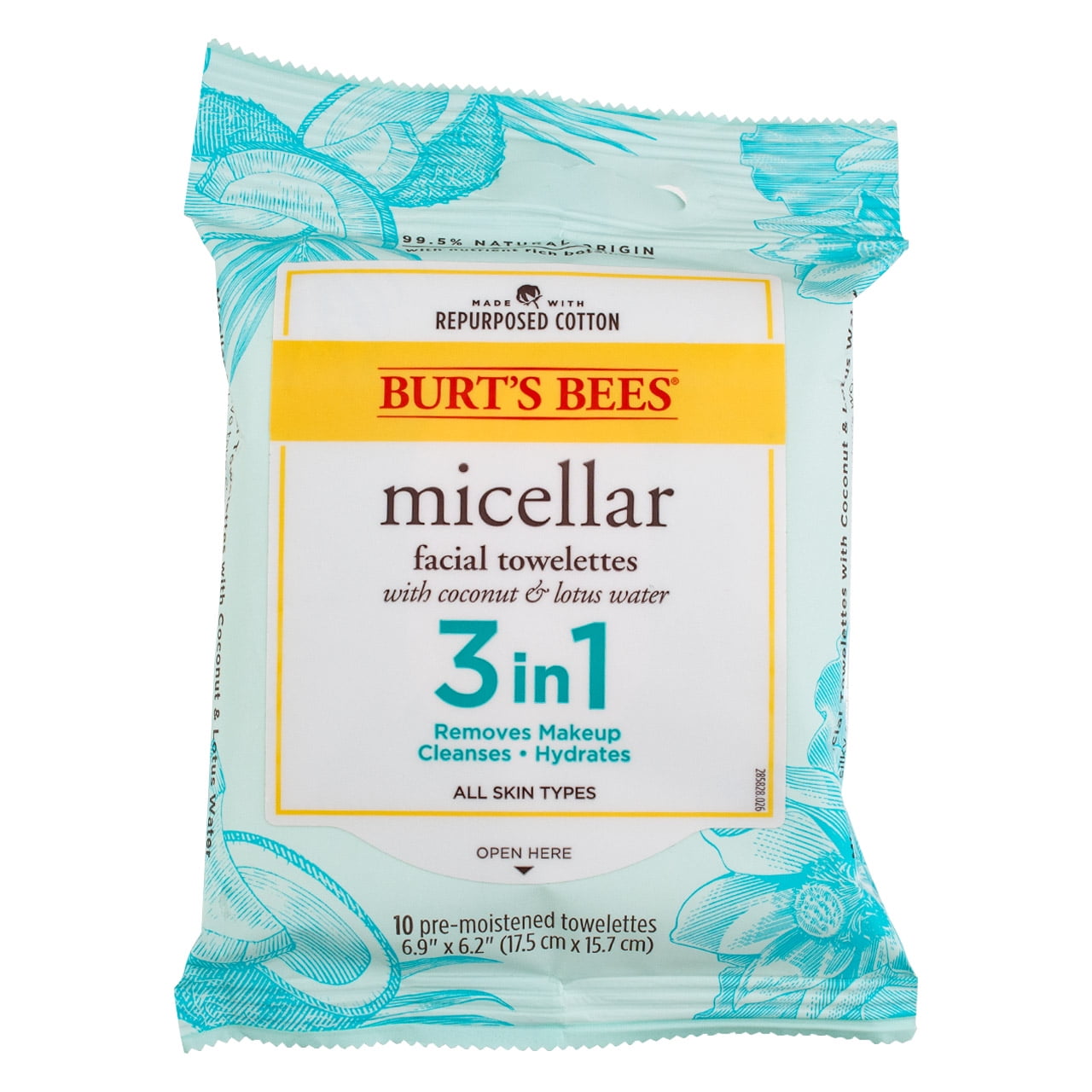 Burt's Bees Micellar Makeup Removing Towelettes with Coconut & Lotus, 30 count