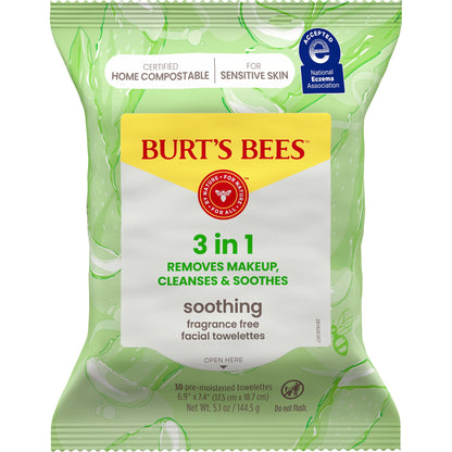 Burt's Bees Sensitive Facial Cleansing Towelettes with Aloe Vera, 30 count