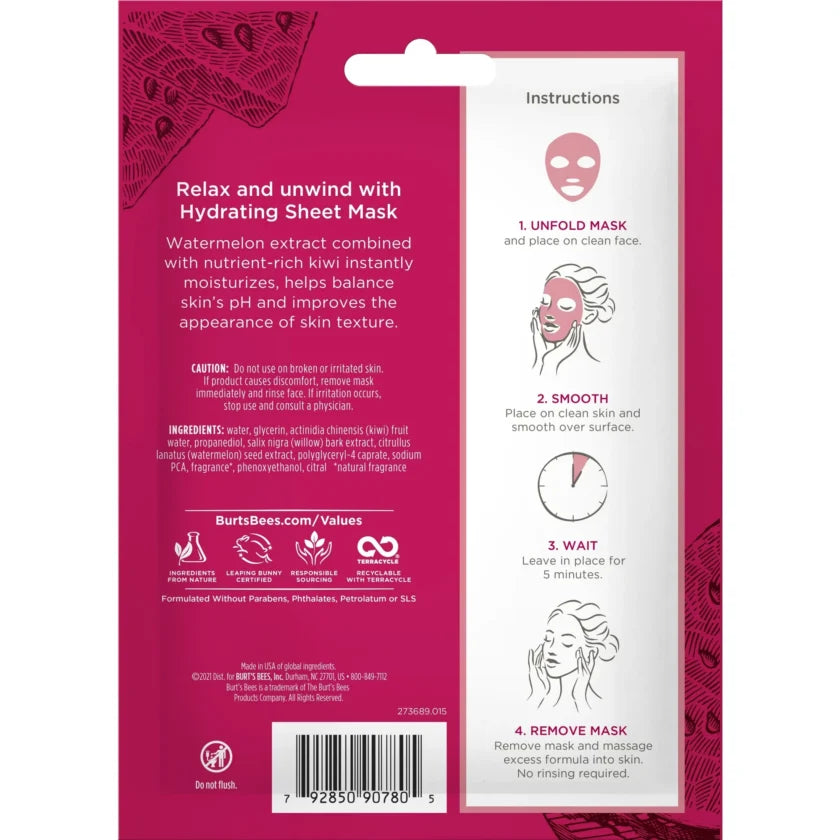 Burts Bees Sheet Mask Hydrating Watermelon (6in)