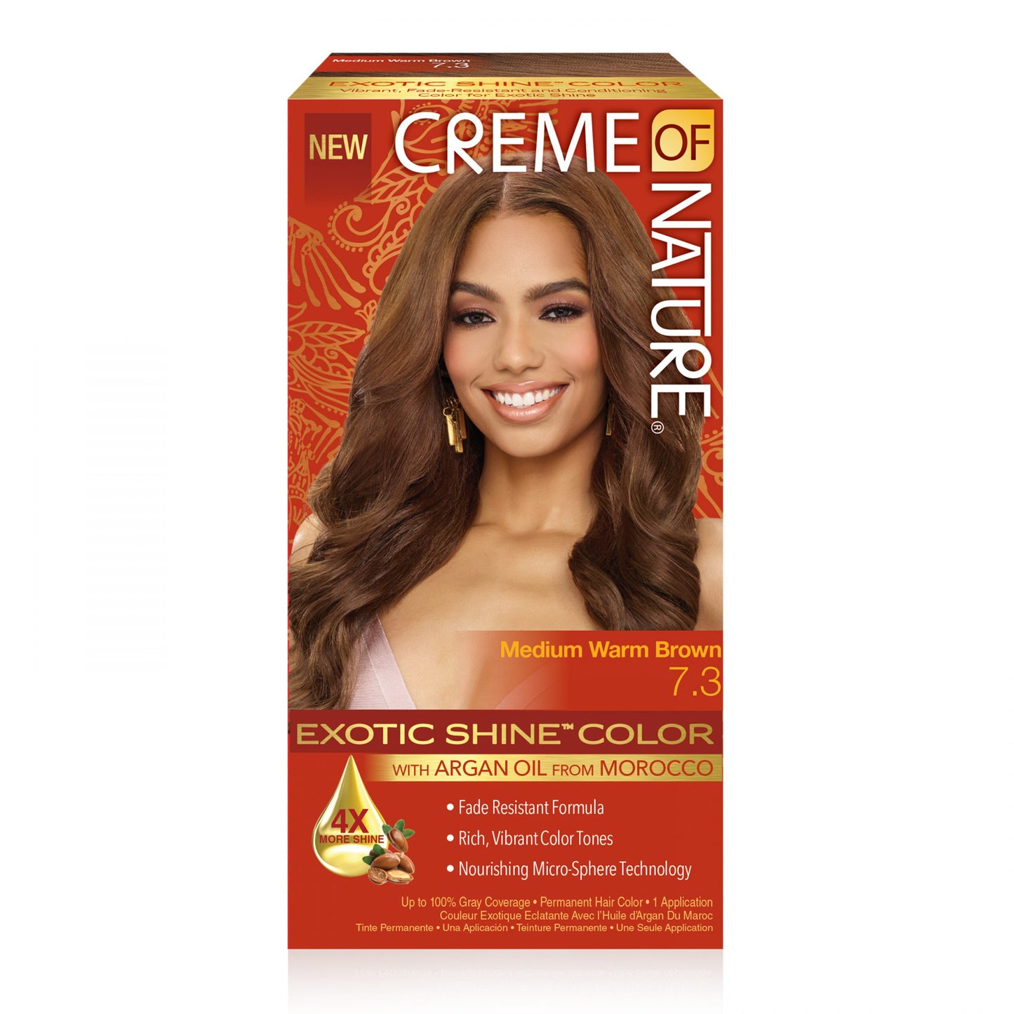 Creme Of Nature Color #7.3 Medium Warm Brown Exotic Shine