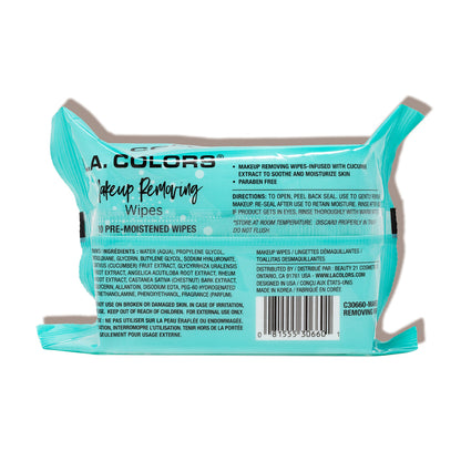 L.A. COLORS Makeup Removing Wipes, 30 count