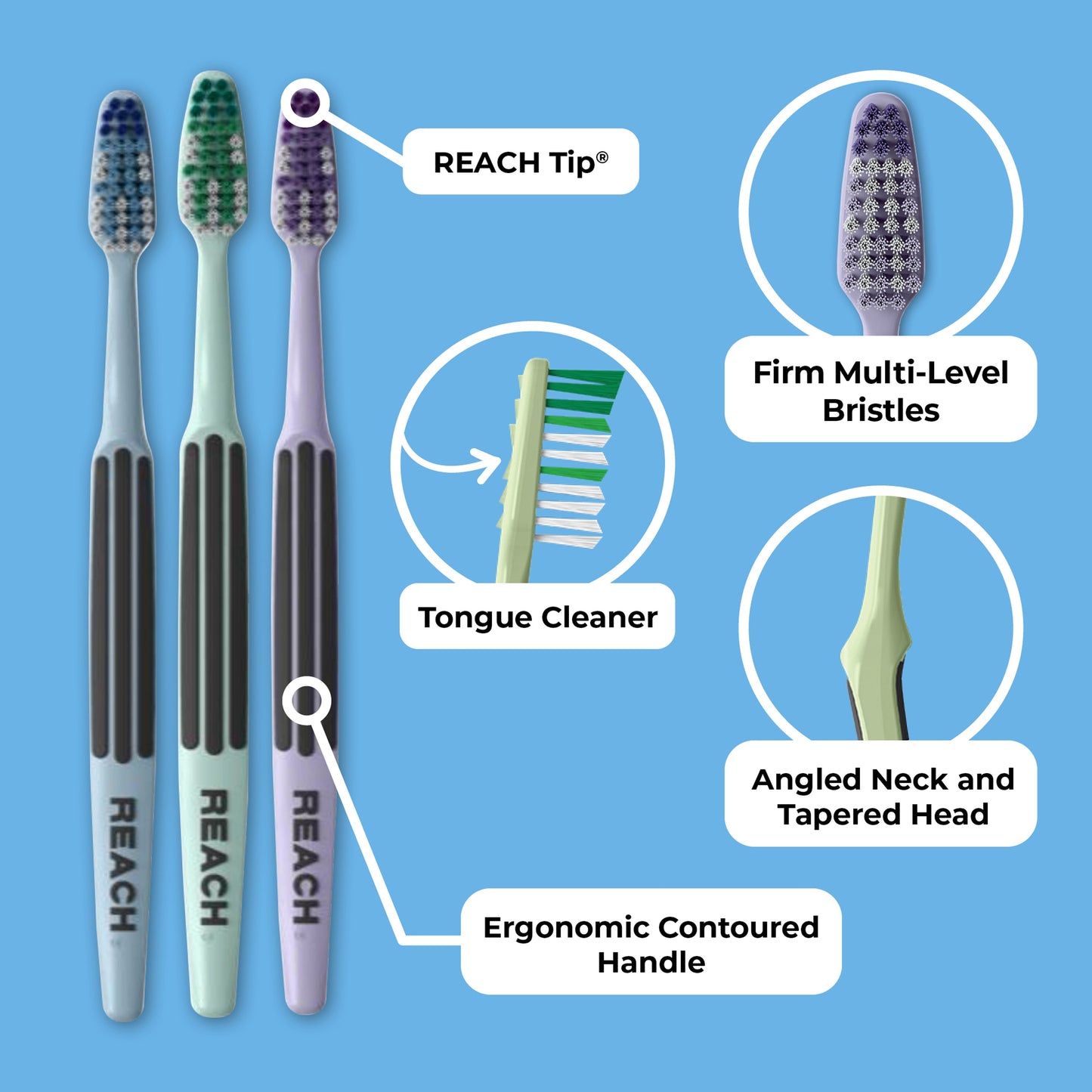 Reach Toothbrush Advanced Design Firm 3 Count (6in)