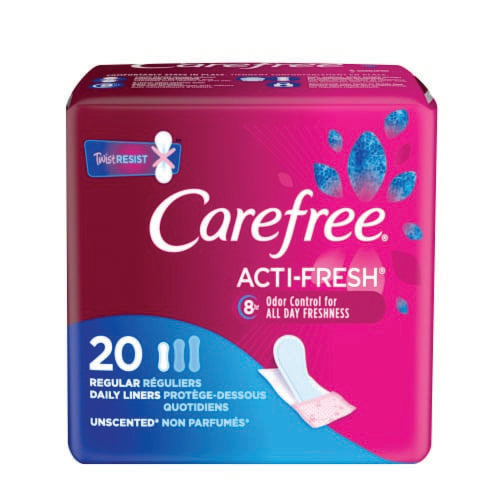 Carefree Acti-Fresh Regular 20 Count Liner Unscented(12in)