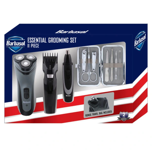Barbasol Essential Grooming Set 11 Piece Bonus Travel Bag