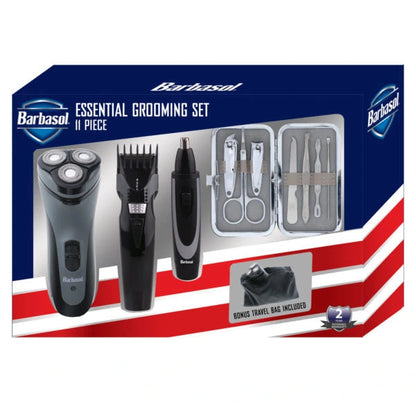Barbasol Essential Grooming Set 11 Piece Bonus Travel Bag