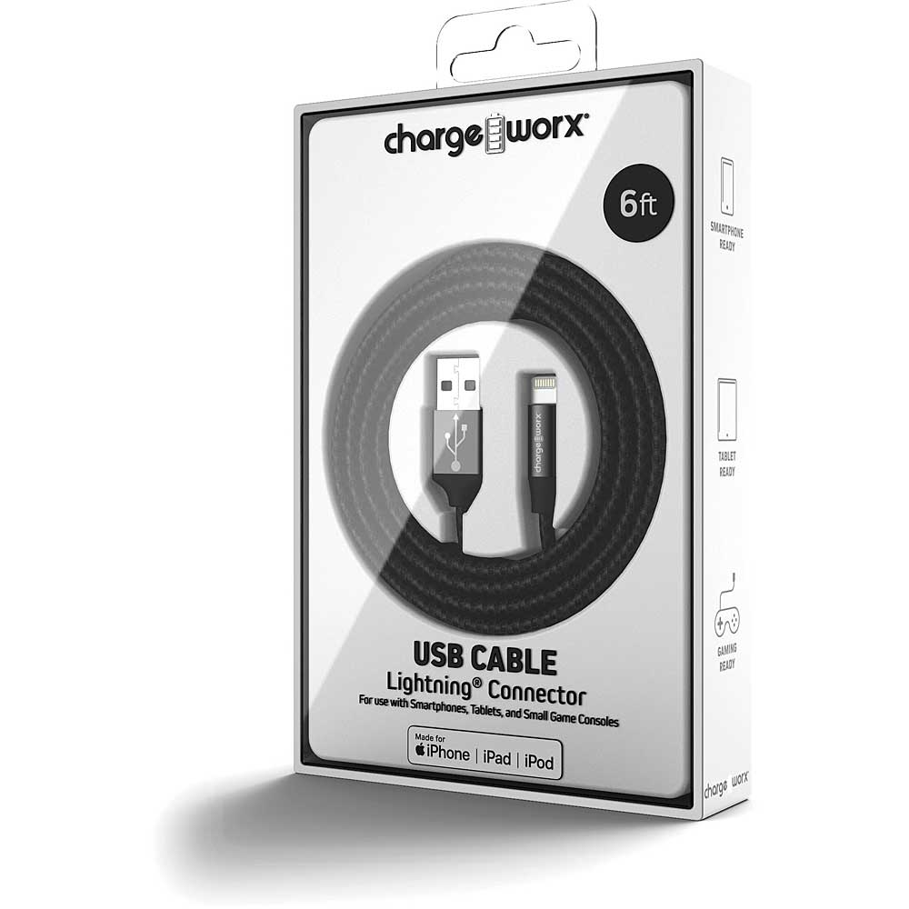 CHARGEWORX LGHTN USB CABLE 6FT