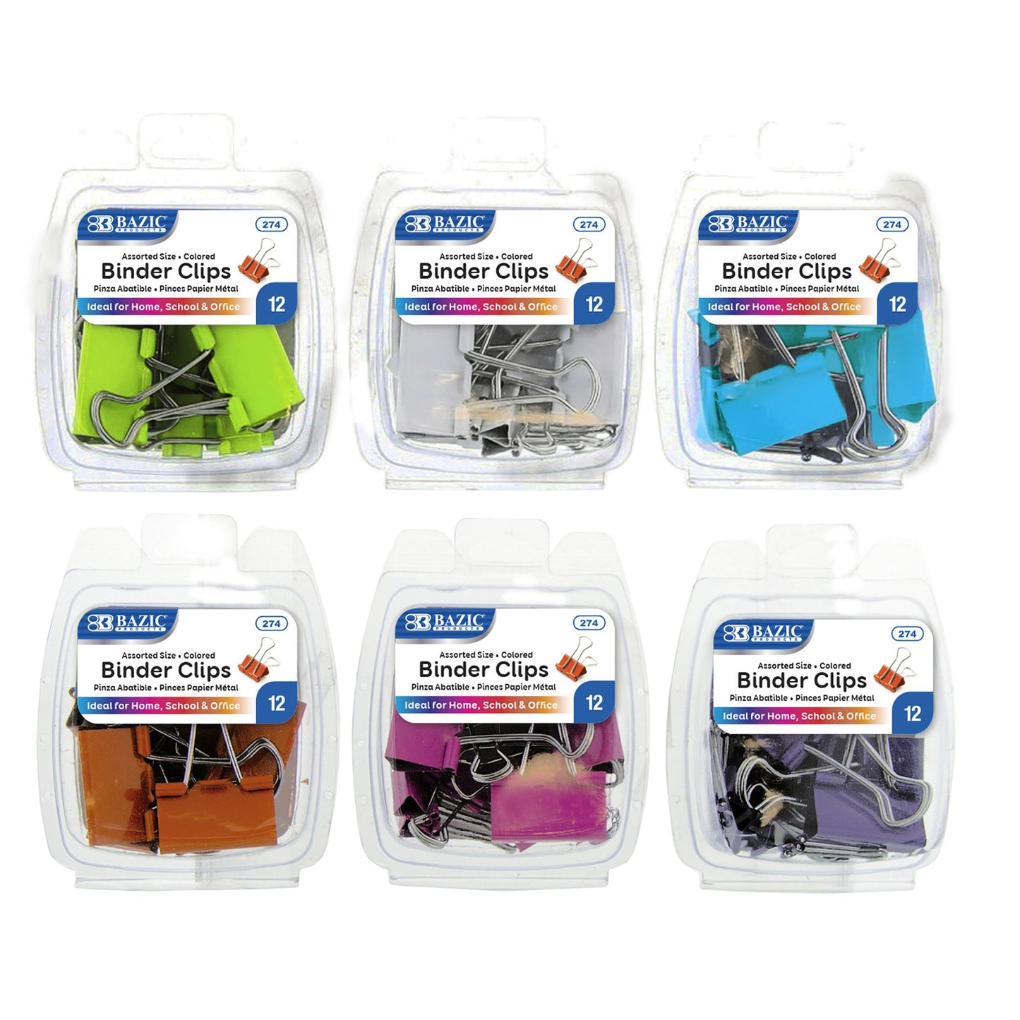 CLi Asstorted Metallic Binder Clips, 12 count