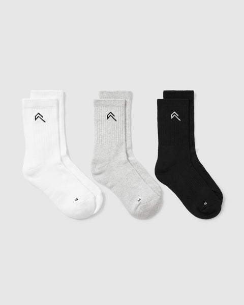 FR WMN CREW SOCK BLK/GREY 3PK