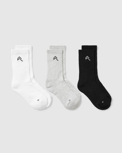 FR WMN CREW SOCK BLK/GREY 3PK