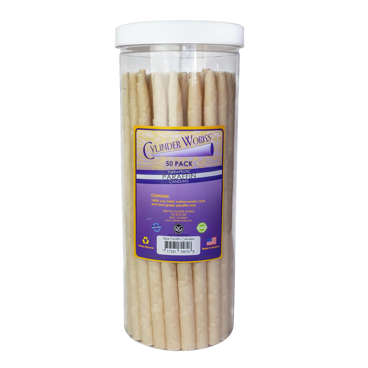 CYLINDER WORKS CANDLES,PARAFFIN,NATURAL