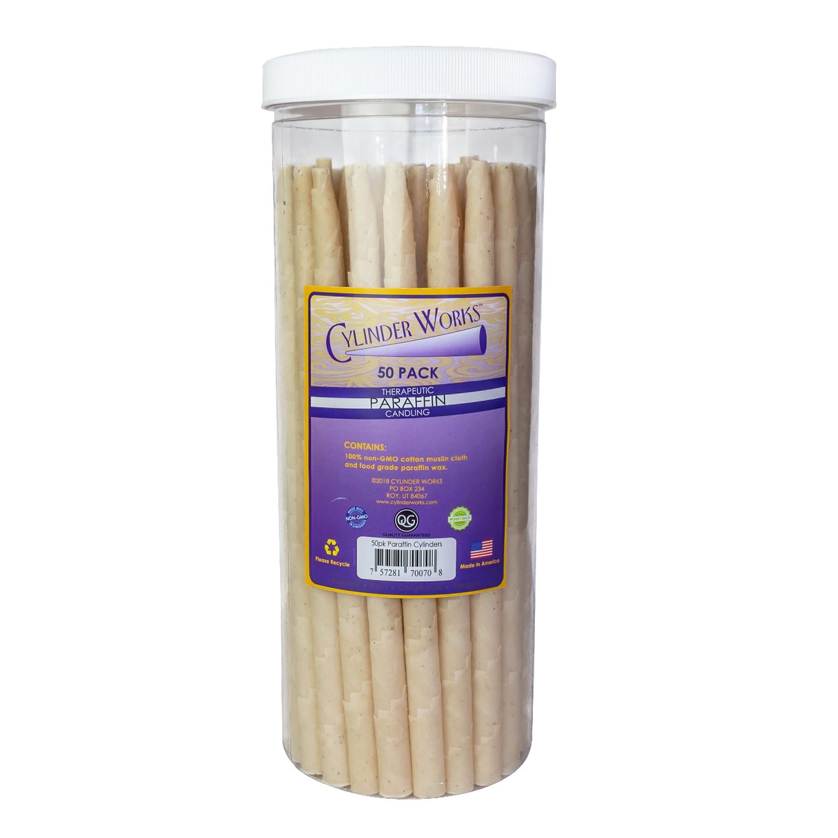 CYLINDER WORKS CANDLES,PARAFFIN,NATURAL