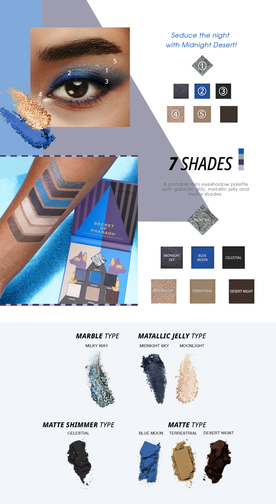 EBIN NEW YORK Secret of Pharaoh 7 Shades Eyeshadow Palette - Nature's Embrace