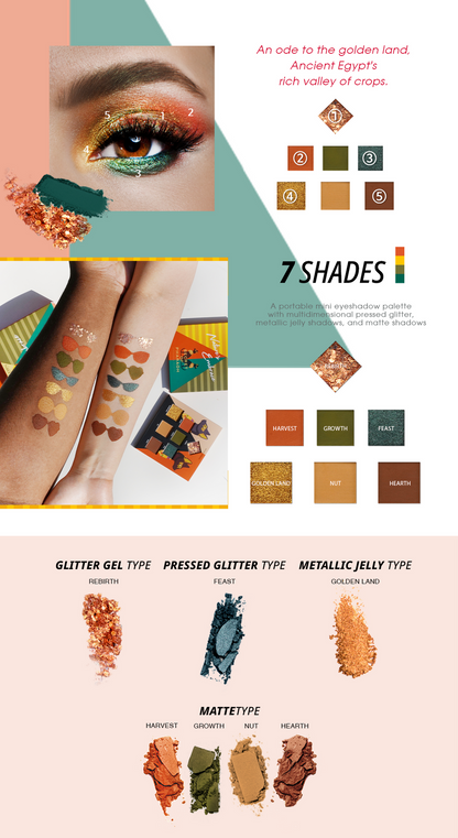 EBIN NEW YORK Secret of Pharaoh 7 Shades Eyeshadow Palette - Nature's Embrace