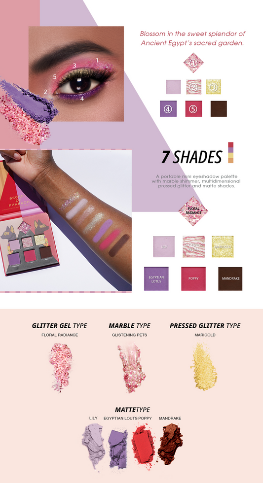 EBIN NEW YORK Secret of Pharaoh 7 Shades Eyeshadow Palette - Sacred Garden