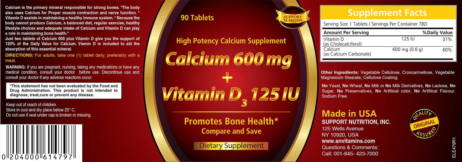 CALCIUM/D3 GC 600MG-200U90SFG RRL