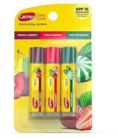 Carmex Lip Balm Sticks Asst Flavor Spf#15 3 Pack 0.15oz