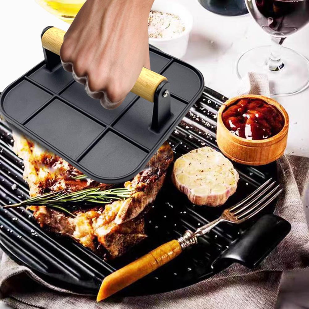 Mr. Bar-B-Q Pre-Seasoned Cast Iron Grill Meat Press
