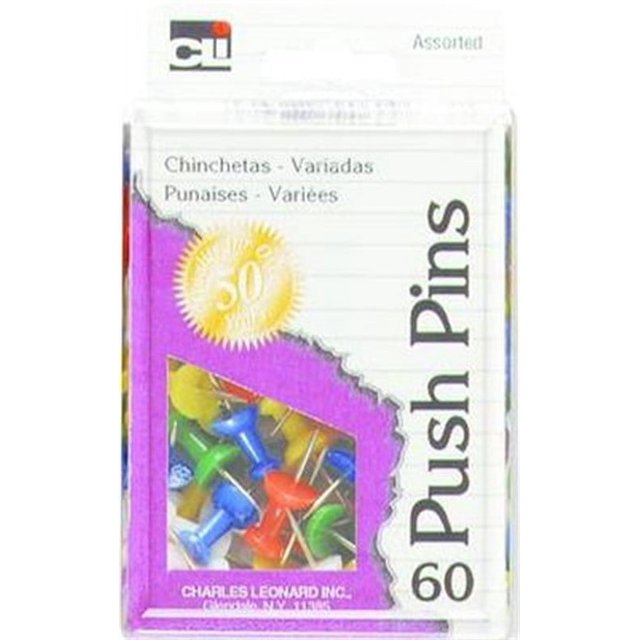 CLi Push Pins in Reusable Box - Assorted, 60 count