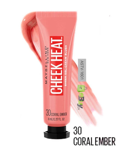 MAYBELLINE New York Cheek Heat Gel-Cream Blush, 030 Coral Ember, 0.27 oz