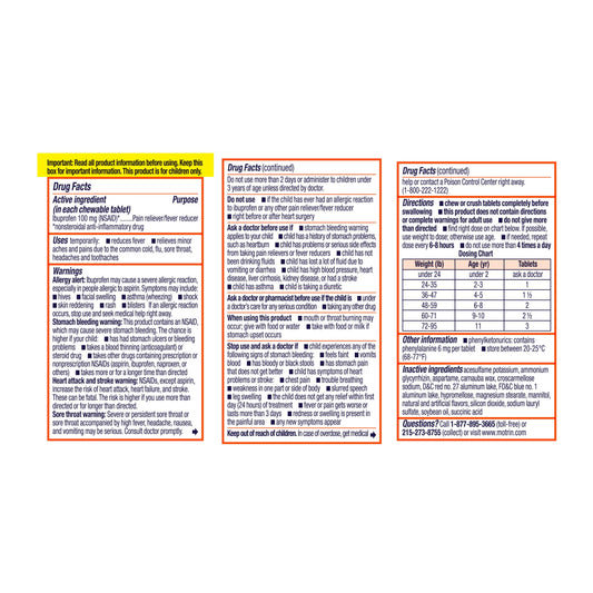 MOTRIN CHD CW 100MG 24 GRAPE DF