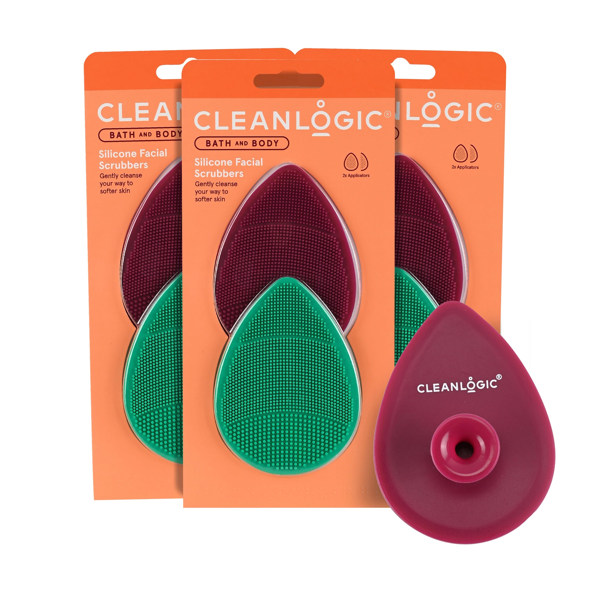 CLEANLOGIC Detoxifying Silicone Facial Scrubbers, 2 count