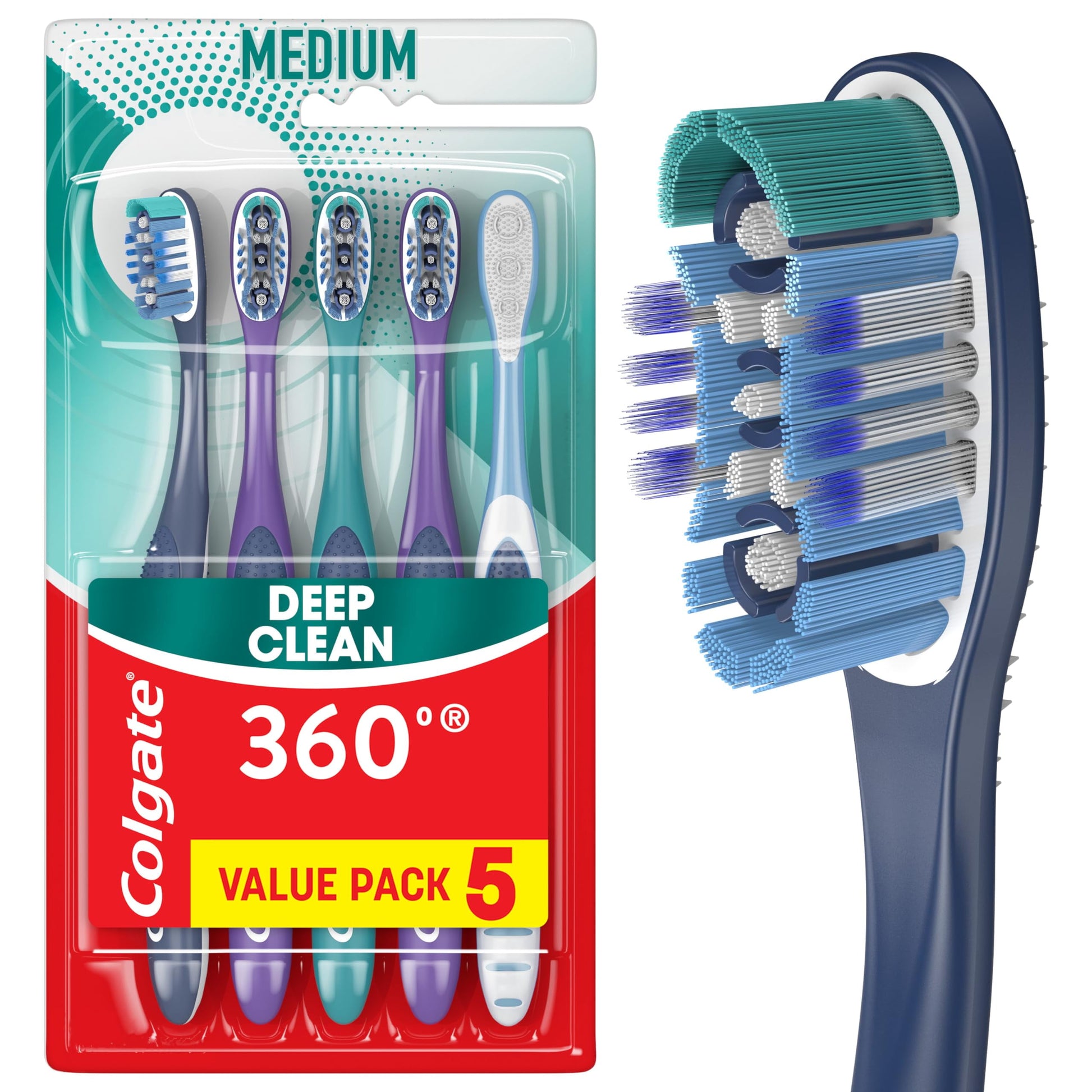 COLGATE 360 WHOLE MOUTH T/B MED 2CT
