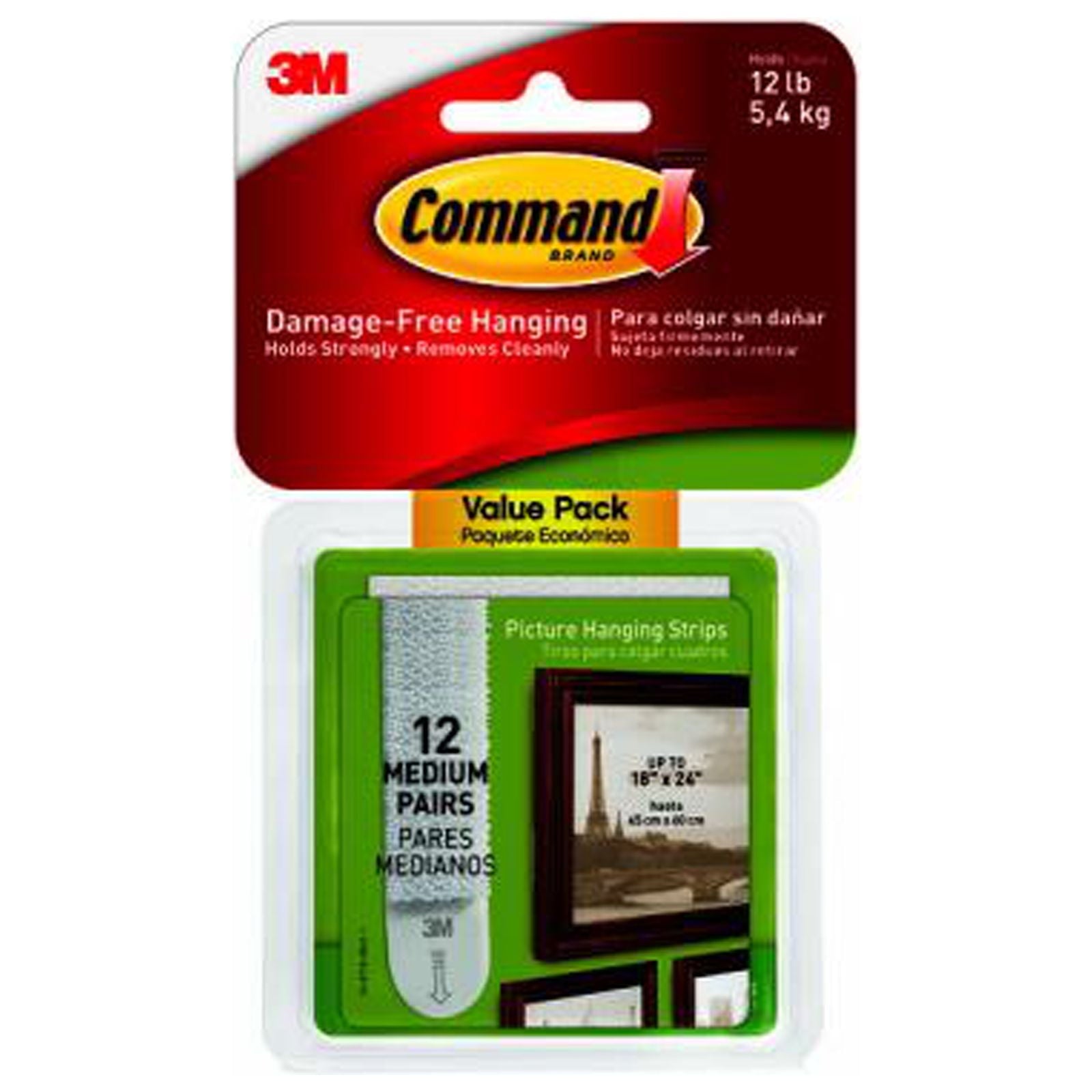 Command Medium Picture Hanging Strips Clip Strip Display, 12 count